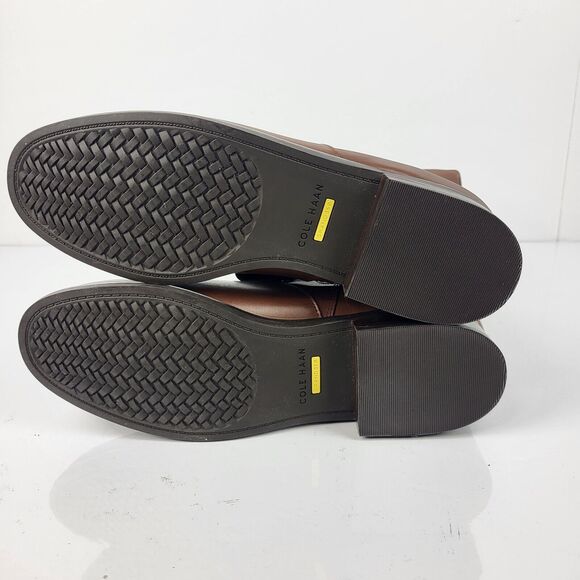 Cole Haan Noelle Riding Boots Brown Leather Side Zip Knee high 7.5B - Picture 16 of 16